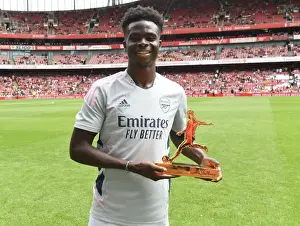 Arsenal V Sevilla - Emirates Cup 2022 Prints: Arsenal's Bukayo Saka Receives Player of the Season Award before Arsenal vs Sevilla - Emirates Cup 2022