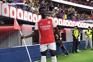 Arsenal V FC Barcelona Pre Season - 2023-24 Prints: Arsenal's Bukayo Saka Scores First Goal in Arsenal v FC Barcelona Pre-Season Clash at SoFi Stadium (2023)