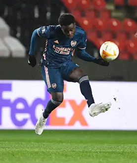Arsenal's Bukayo Saka in UEFA Europa League Quarterfinal Match against Slavia Praha in Prague (Behind Closed Doors)