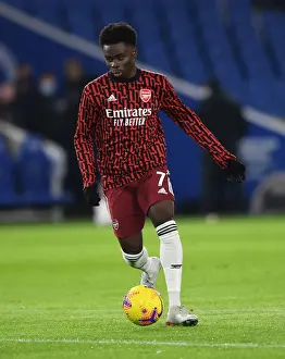 Arsenal's Bukayo Saka Warming Up Ahead of Brighton & Hove Albion Clash (Premier League 2020-21)