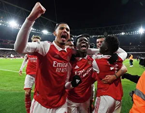 Arsenal V Manchester United 2022-23 Prints: Arsenal's Bukayo Saka, Willian Saliba