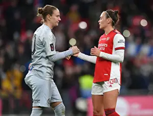 Arsenal's Caitlin Foord and Chelsea's Ann-Katrin Berger Share a Moment after FA Women's Cup Final at Wembley Stadium