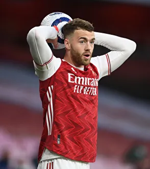 Arsenal's Calum Chambers in Action against Everton: Emirates Stadium Showdown Amidst Pandemic Restrictions (Arsenal v Everton, 2021)