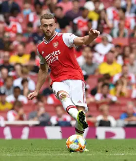 Arsenal's Calum Chambers in Action Against Olympique Lyonnais at Emirates Cup, 2019