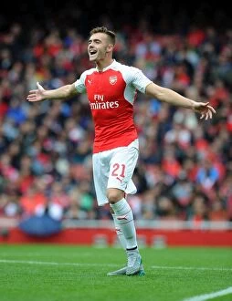 Images Dated 26th July 2015: Arsenal's Calum Chambers in Action against VfL Wolfsburg at Emirates Cup 2015