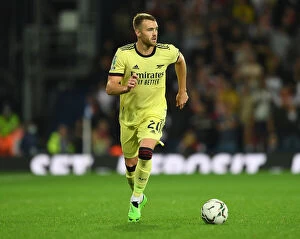 Images Dated 25th August 2021: Arsenal's Calum Chambers in Action against West Bromwich Albion in Carabao Cup Match