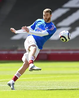 Arsenal V Fulham 2020-21 Prints: Arsenal's Calum Chambers Before Empty Emirates: Arsenal v Fulham