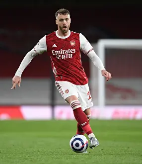 Arsenal's Calum Chambers at Empty Emirates Stadium: Arsenal vs. Everton, 2021