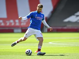 Arsenal V Fulham 2020-21 Prints: Arsenal's Calum Chambers at Empty Emirates Stadium: Arsenal vs Fulham