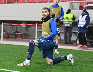 Images Dated 12th March 2021: Arsenal's Calum Chambers in UEFA Europa League Action against Olympiacos in Empty Karaiskakis
