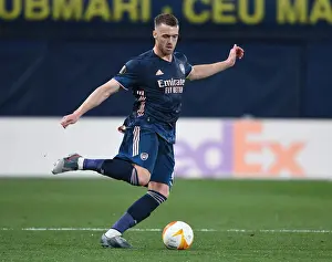 Villarreal V Arsenal 2020-21 Prints: Arsenal's Calum Chambers at Empty Villarreal Stadium in UEFA Europa League Semi-Final