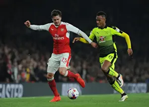 Arsenal V Reading EFL Cup 2016-17 Prints: Arsenal's Carl Jenkinson Clashes with Reading's Sandro Wieser in EFL Cup Showdown