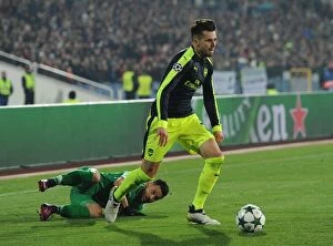 Images Dated 1st November 2016: Arsenal's Carl Jenkinson Clashes with Wanderson of Ludogorets in UEFA Champions League