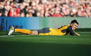 Manchester United V Arsenal 2016-17 Prints: Arsenal's Carl Jenkinson Faces Off Against Manchester United at Old Trafford (Premier League 2016-17)