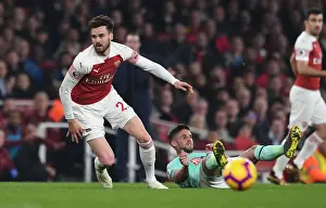 Arsenal V Bournemouth 2018-19 Prints: Arsenal's Carl Jenkinson Outmuscles Bournemouth's Andrew Surman in Premier League Clash