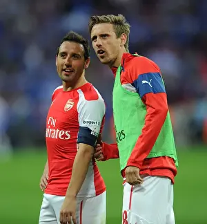Reading V Arsenal FA Cup Semi Final 2014/15 Prints: Arsenal's Cazorla and Monreal Celebrate FA Cup Semi-Final Victory