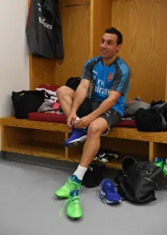 Arsenal V Atletico Madrid 2017-18 Prints: Arsenal's Cazorla: Pre-Match Focus before Semi-Final Clash with Atletico Madrid
