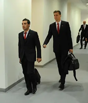 Arsenal's Cazorla and Szczesny Before Arsenal v Liverpool (2013-14)