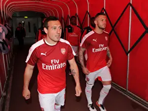 Arsenal V Aston Villa 2015-16 Prints: Arsenal's Cazorla and Wilshere Gear Up for Aston Villa Battle (2015-16)