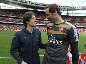 Arsenal V Aston Villa 2015-16 Prints: Arsenal's Cech and Rosicky: Victory Celebration Against Aston Villa (2015-16)
