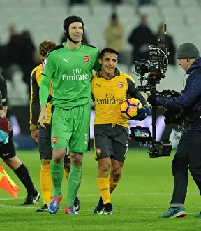 Olympic Stadium Prints: Arsenal's Cech and Sanchez Celebrate Victory Over West Ham United