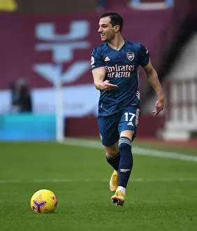 Aston Villa V Arsenal 2020-21 Prints: Arsenal's Cedric Faces Aston Villa in Empty Villa Park, Premier League 2021