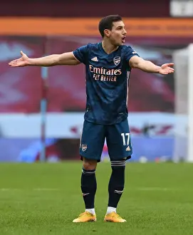 Arsenal's Cedric Soares in Action Against Aston Villa (2020-21 Premier League)