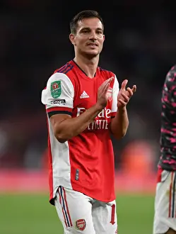 Arsenal V AFC Wimbledon 2021-22 Prints: Arsenal's Cedric Soares Celebrates Carabao Cup Victory with Fans