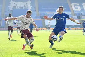 Leicester City V Arsenal 2020-21 Prints: Arsenal's Cedric Soares Faces Off Against Leicester's Caglar Soyuncu: Premier League Showdown