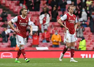Arsenal V Brighton And Hove Albion 2020-21 Prints: Arsenal's Chambers and Holding in Action: Arsenal vs Brighton & Hove Albion (2020-21)