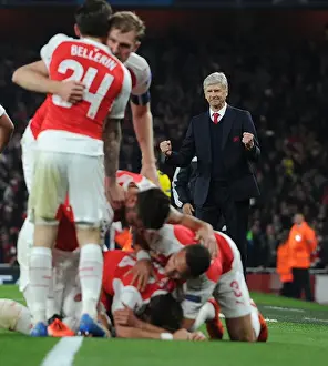 Arsenal's Champions League Victory: Wenger and Ozil Celebrate Second Goal vs Bayern Munich (2015)