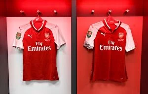 Images Dated 25th February 2018: Arsenal's Changing Room: Gearing Up for the Carabao Cup Final Against Manchester City