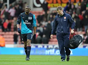 Arsenal's Colin Lewin Tends to Injured Abou Diaby vs Stoke City (2012)