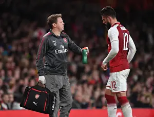 Arsenal's Colin Lewin Tends to Olivier Giroud during 1:0 Carabao Cup Win vs Doncaster