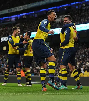 Manchester City V Arsenal 2014-15 Prints: Arsenal's Comeback: Olivier Giroud Scores the Second Goal in Manchester City vs