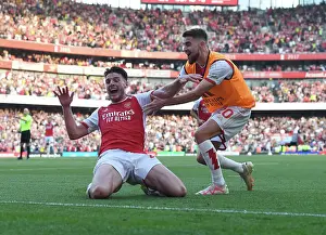 Arsenal's Comeback: Rice and Jorginho Celebrate Second Goal Against Manchester United (2023-24)
