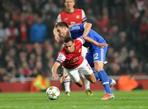 Arsenal V Schalke 04 2012-13 Prints: Arsenal's Coquelin Fouls Hoger in Champions League Clash (2012)