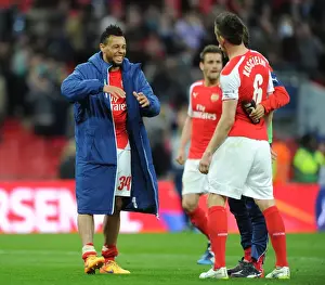 Arsenal's Coquelin and Koscielny Celebrate FA Cup Semi-Final Victory