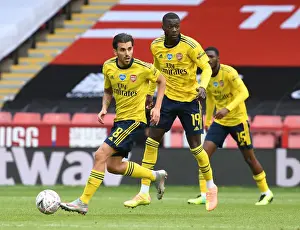 Arsenal's Dani Ceballos and Nicolas Pepe in Quarter Final Action at Sheffield United's Bramall Lane (FA Cup 2019-20)