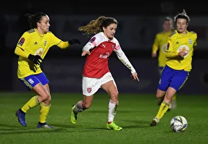 Arsenal Women V Birmingham City Women - WSL Continental Cup 2018-19 Prints: Arsenal's Danielle van de Donk Clashes with Birmingham's Lucy Staniforth in FA WSL Continental Tyres Cup Match