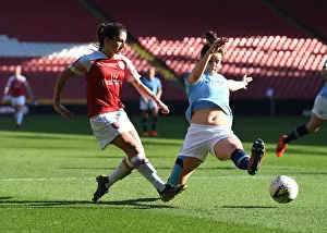 Arsenal V Manchester City - Continental Cup Final 2019 Prints: Arsenal's Danielle van de Donk Faces Off Against Manchester City's Jennifer Beattie in FA WSL Continental Cup