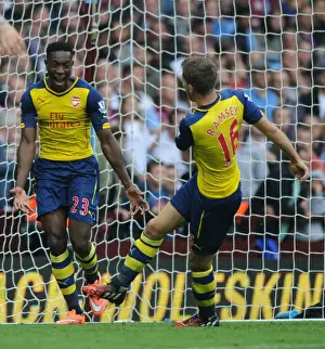 Aston Villa V Arsenal 2014-15 Prints: Arsenal's Danny Welbeck and Aaron Ramsey Celebrate Goals Against Aston Villa (2014-15)