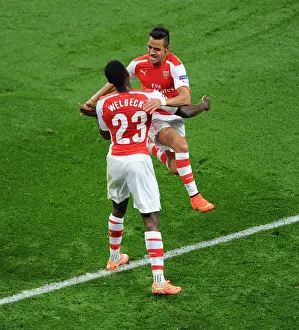 Arsenal V Galatasaray 2014/15 Champions League Prints: Arsenal's Danny Welbeck and Alexis Sanchez: Celebrating Goals Against Galatasaray in the 2014 Champions League
