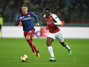 CSKA Moscow V Arsenal 2017-18 Prints: Arsenal's Danny Welbeck Clashes with CSKA Moscow's Kirill Nababkin in Europa League Quarterfinal