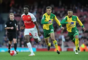 Arsenal V Norwich City 2015-16 Prints: Arsenal's Danny Welbeck Clashes with Norwich's Gary O'Neil