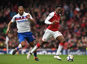 Arsenal V Stoke City 2017-18 Prints: Arsenal's Danny Welbeck Faces Off Against Stoke's Glen Johnson in Premier League Clash