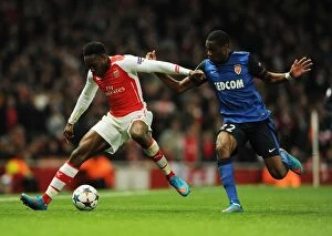 Images Dated 1st February 2009: Arsenal's Danny Welbeck Outmaneuvers Monaco's Geoffrey Kondogbia in Champions League Showdown