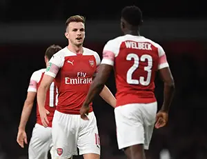 Arsenal V Brentford - Carabao Cup 2018-19 Prints: Arsenal's Danny Welbeck and Rob Holding Celebrate First Goal vs
