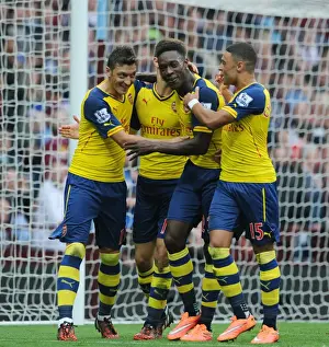 Arsenal's Danny Welbeck Scores Second Goal Against Aston Villa, Assisted by Mesut Ozil and Alex Oxlade-Chamberlain (2014-15)