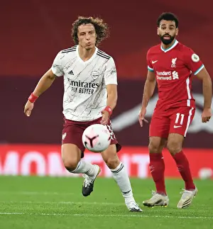 Arsenal's David Luiz at Anfield: Premier League Clash Amidst Empty Stands (Liverpool v Arsenal 2020-21)